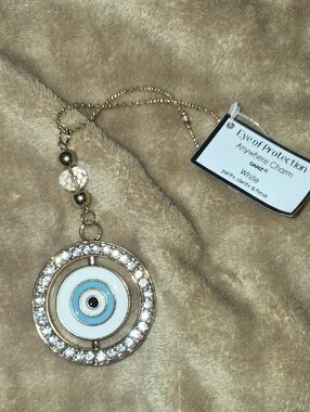 GANZ Gold-Tone White and Light Blue Evil Eye Pendant